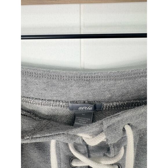 Aerie Gray Lace Up Tie Waist Sweatpants Womens Medium Casual Joggers Loungewear - Picture 10 of 10